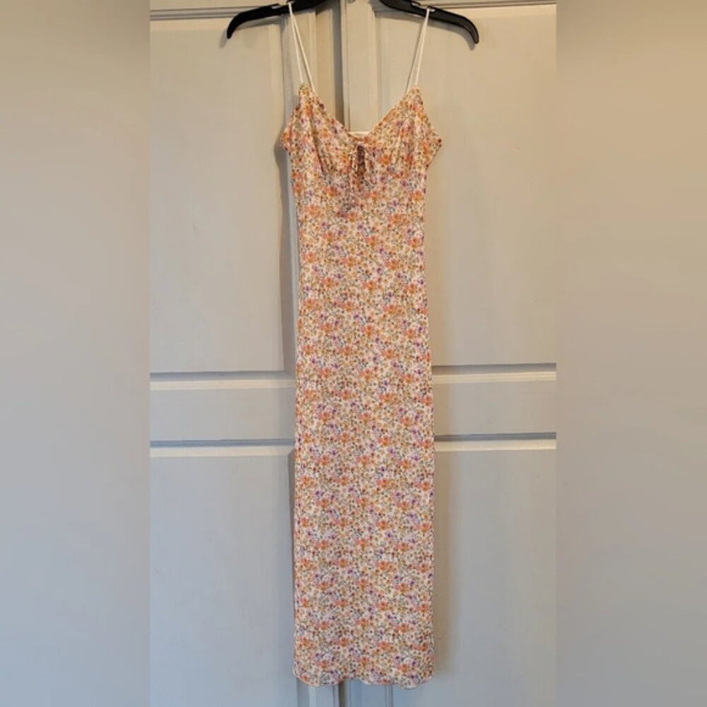 No Comment Ditsy Floral Mesh Midi Dress